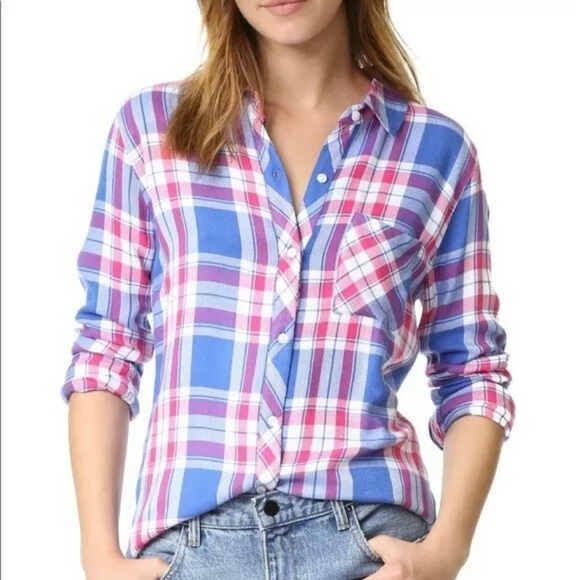 Rails Hunter Pink & Blue Plaid Button Down Top - Picture 2 of 8